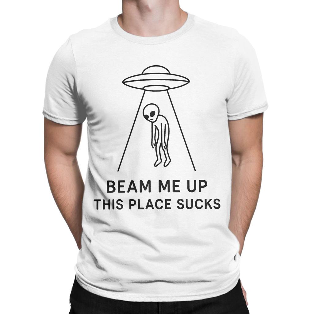 Retro Beam Me Up This Place Sucks TShirt Men Women  Novelty 100 Cotton Tees O Neck Short Sleeve T Shirt Gift Idea Clothes