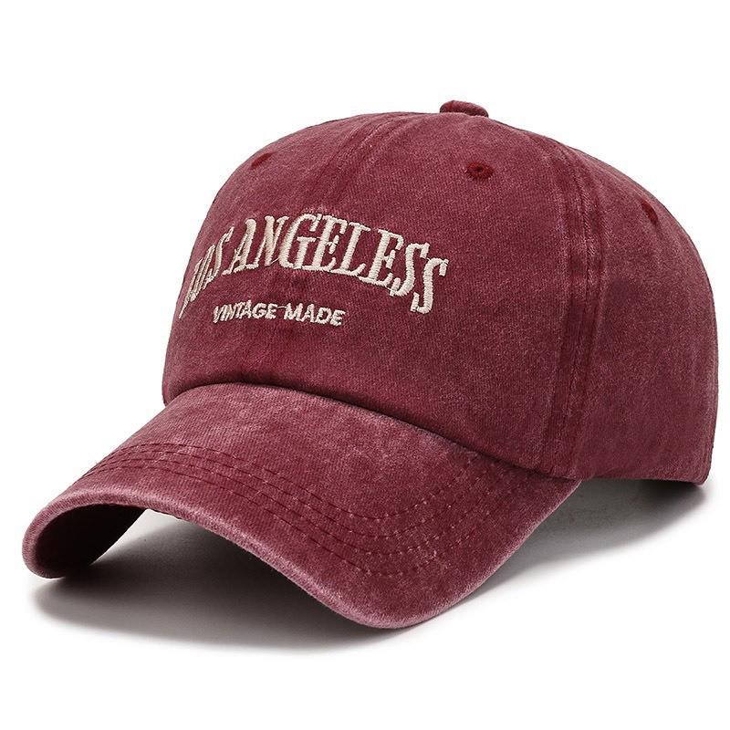 Unisex Distressed Embroidered Cotton Baseball Cap with Soft Brim for Sun Protection