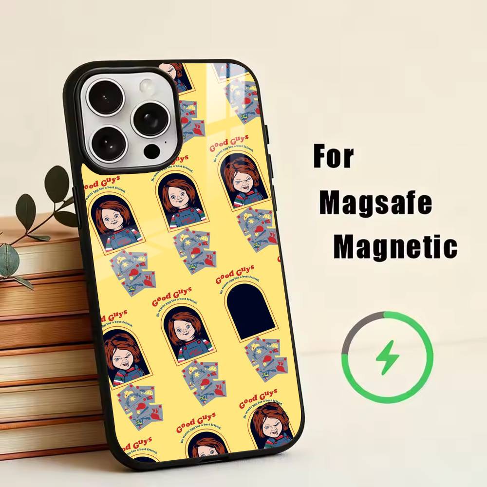Chucky Scary Doll Phone Case For iPhone17,16,15,14,13,12,11 Plus,Pro Magnetic For Magsafe Wireless Charging