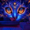 Glowing Cat Tapestry Vivid Night Art Uv Reaction Tapestry Background Decoration Wall Hanging Bedroom Party Decoration