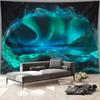2D Northern Lights Cave Tapestry, Teal Sky Wall Decor