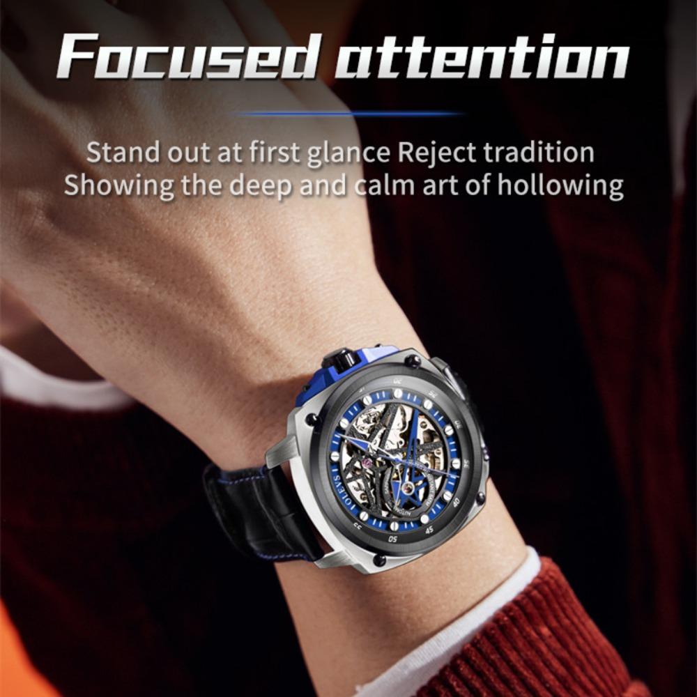 OLEVS New Top Men's Watch Hollow Fully Automatic Mechanical Watch Square Men's High -end Watches