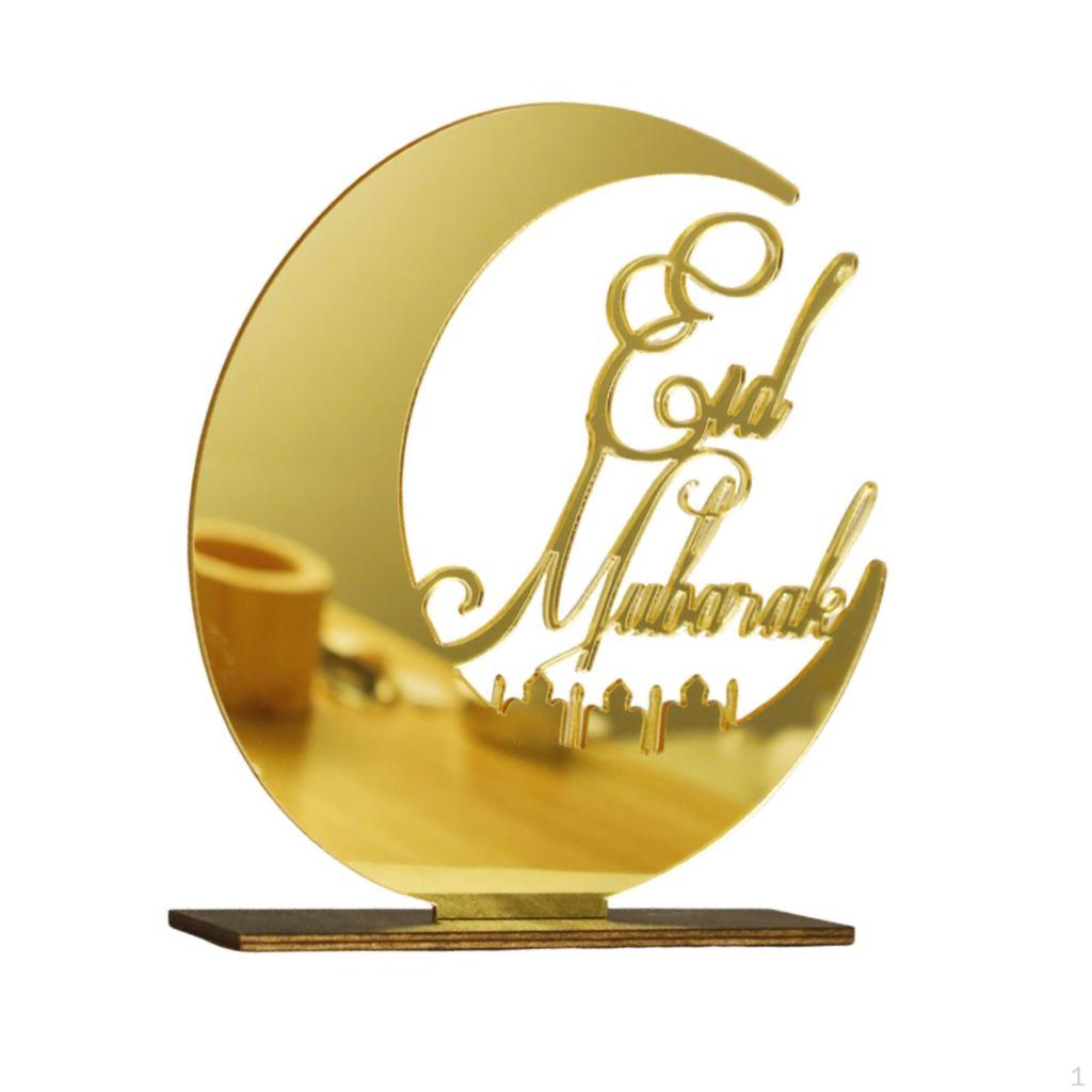 Eid Mubarak Decoration Acrylic Embellishment Portable Desktop Ornament Plaque for Bedroom Islamic