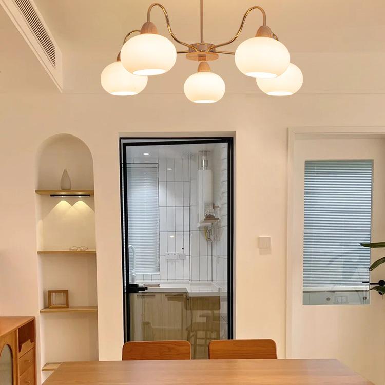 2025 Mid-Century Japanese Cream Solid Wood Chandelier for Living Room, Hall & Bedroom