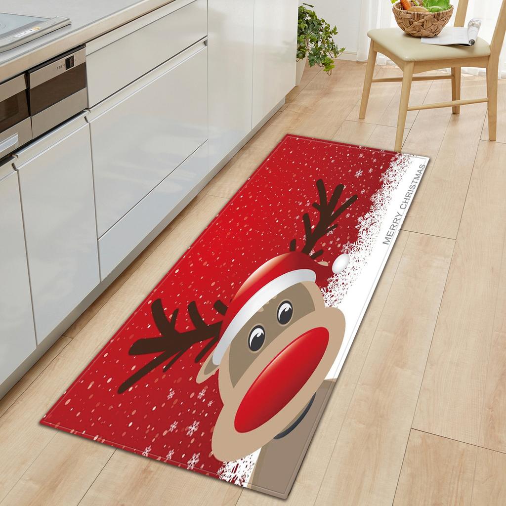 Christmas Welcome Entrance Doormat Decor Kitchen Hallway Floor Mat Living Room Carpet Bath Non-slip Foot Pad Xmas Decorations