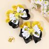 2Pcs Cartoon Bee Bow Hair Clips For Girls Cute Flower Print Color-Blocking Ribbon Hairpins Kids School Daily Trendy Accessories