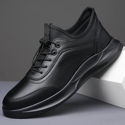 High Quality Brand Men's Leather Casual Shoes Thick Soles Elevated Height Sports Men's Running Shoes Wear-resistant Soles
