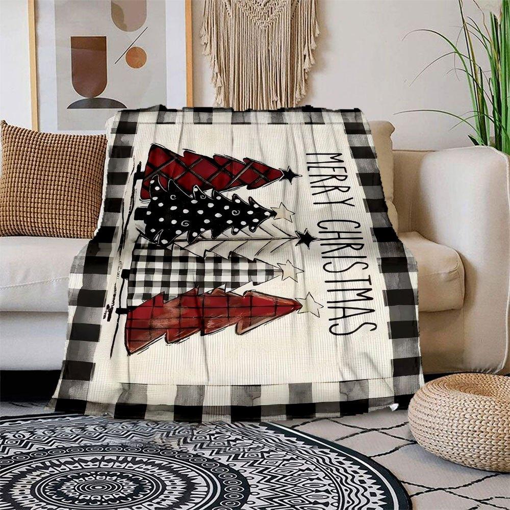 

Christmas Tree Buffalo Plaid Flag - Merry Christmas DecorationsBlanket Flannel Throw Blanket for Sofa, Bed, Travel, Camping, Office, Couch, 150x180cm