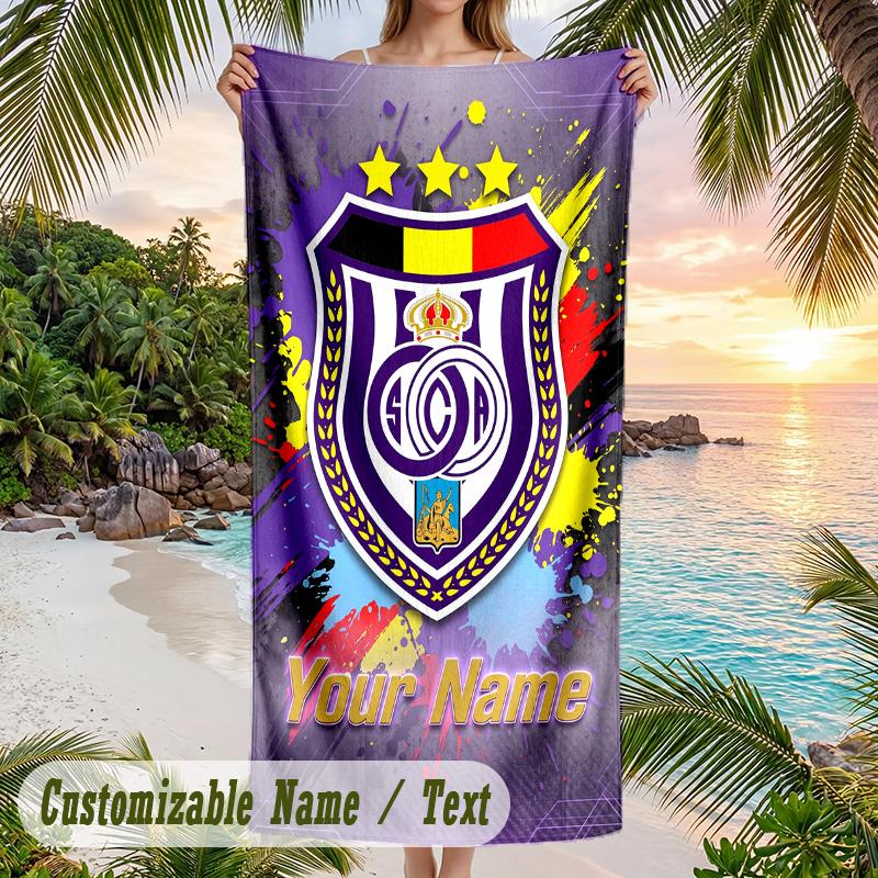 Beach Towel Anderlecht FC Print Custom Name Text Soft Towel for Swimming Pool