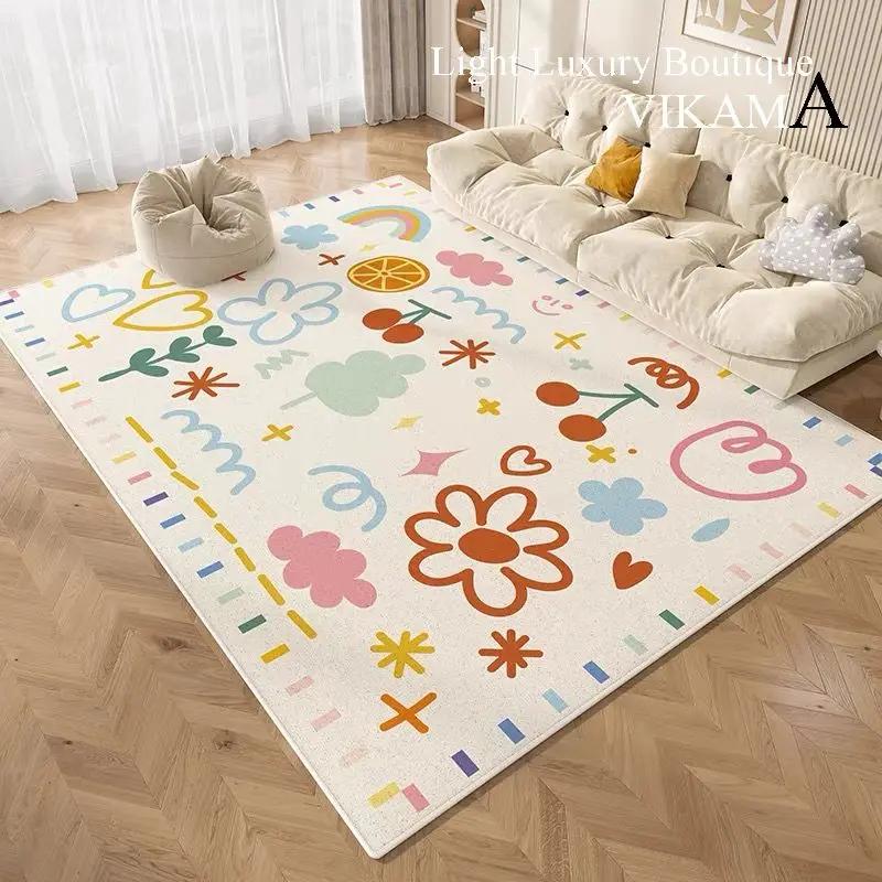 Upgraded Material Children's Cartoon Carpet Home Living Room Bedroom Bedside Blanket Baby Play Reading Area Climbing Mat
