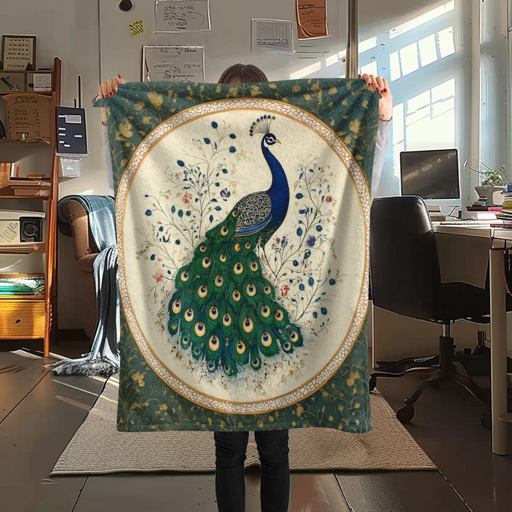Peacock 2 Print Flannel Blanket, High Quality Comfortable for All Seasons, Home Decor, Warmth and Comfort