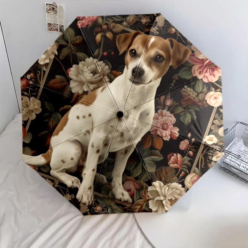Dog pattern, automatic folding umbrella, portable and foldable design, 8 ribs, a Christmas or birthday gift.
