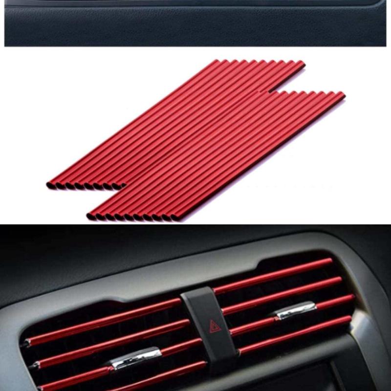 20pcs Chrome Plated PVC Car Interior Air Vent Outlet Decoration Trim Strip, DIY Car Decoration Strip Suitable for All Straight Vent Outlets