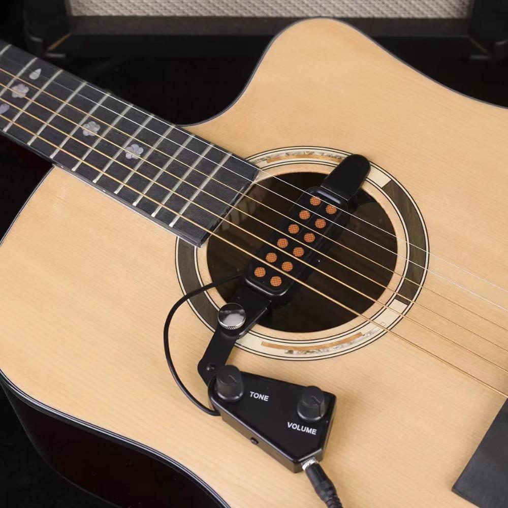 Miwayer Guitar Pickup 12-hole Sound Hole P-011 Magnetic Transducer with Tone Volume Controller Audio Cable for Acoustic Guit