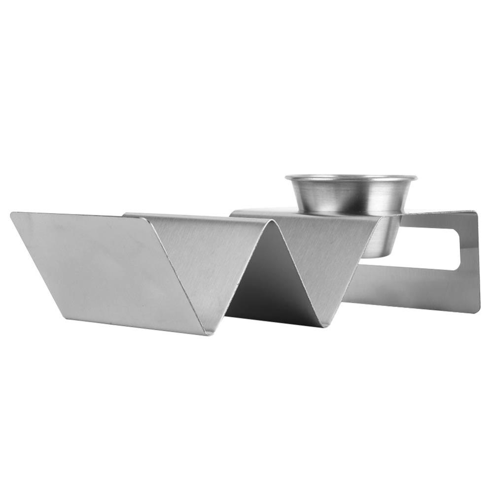 Stainless Steel Taco Holder With Sauce Cup Dishwasher Safe Pancake Stand Heavy Duty Rustproof Taco Stand Pancakes/Hot Dogs