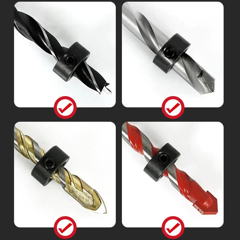 3-16mm Shaft Woodworking Drill Locator Depth Stop Collars Ring Positioner Drill for Wood Drill Bit with Hexagon Wrench Bit Tool