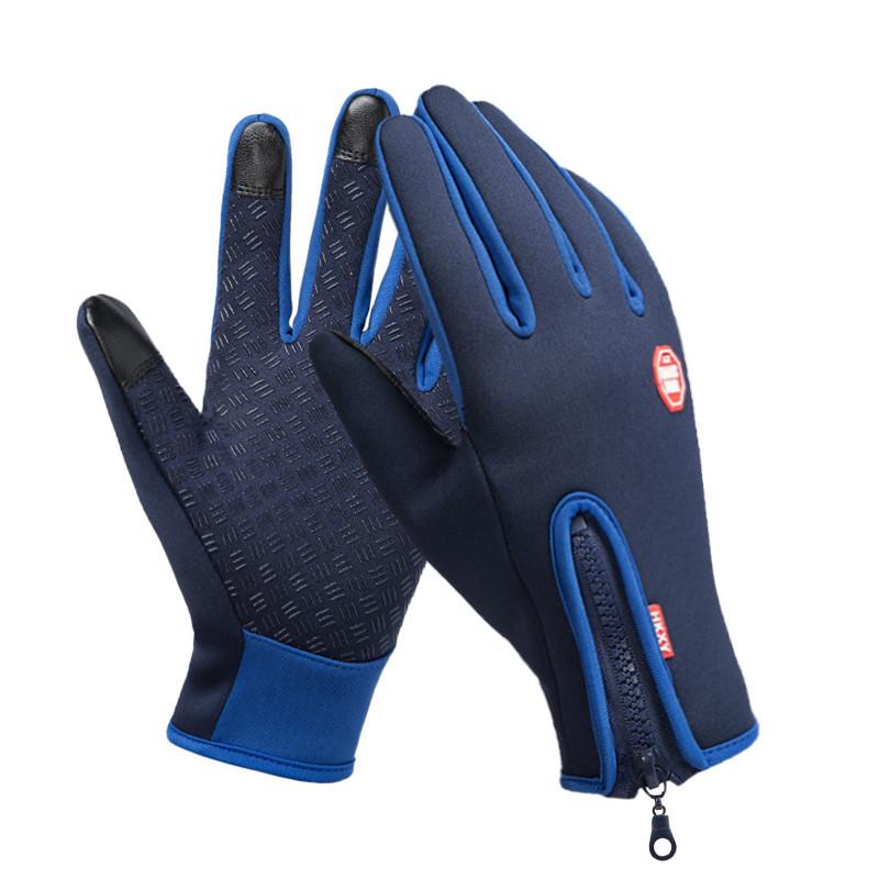 

Polyester Fingered Cycling Gloves With Antislip Warmth For Winter Sports Enthusiasts S синий