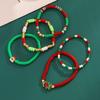 Christmas Reindeer Bell Alloy Bracelet Set with Colorful Polymer Clay for Women