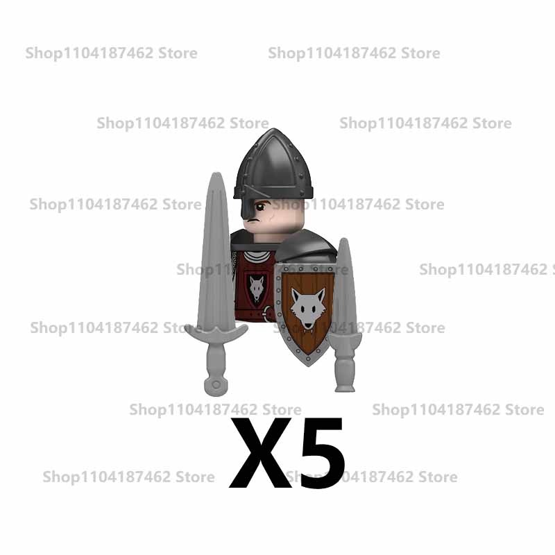 Medieval Military Castle Knight Army Set Building Blocks Green Dragon Wolf Warrior The War of Roses War-horse Weapons Brick Toys