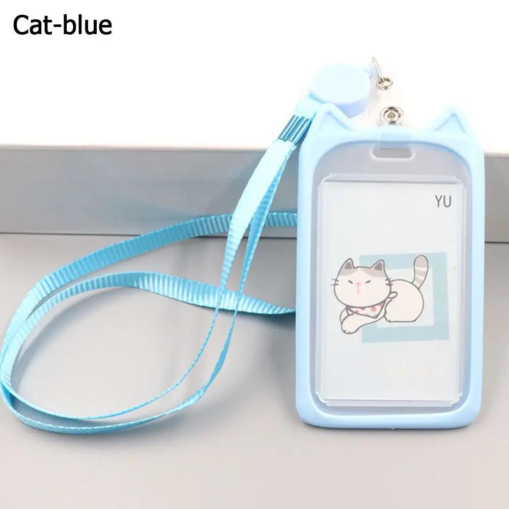

1PC Cartoon Cat Bank Retractable Reel Lanyard Card Holder Credit Cover Case ID Card Sleeve Bus Card Case