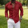 Men Plaid Sleeve Shirt with Pocket Button Down Dress Shirt Long Slim Fit Lapel Casual Formal