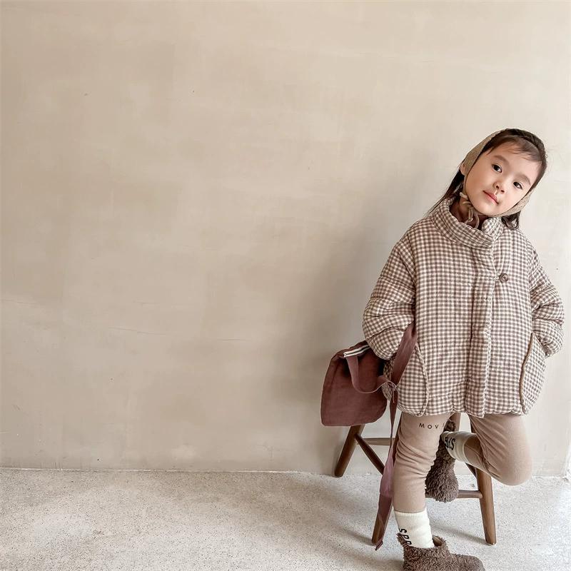 

Girls Winter Korean Style Padded Jacket Children s Round-Neck Single-Button Warm Jacket 80