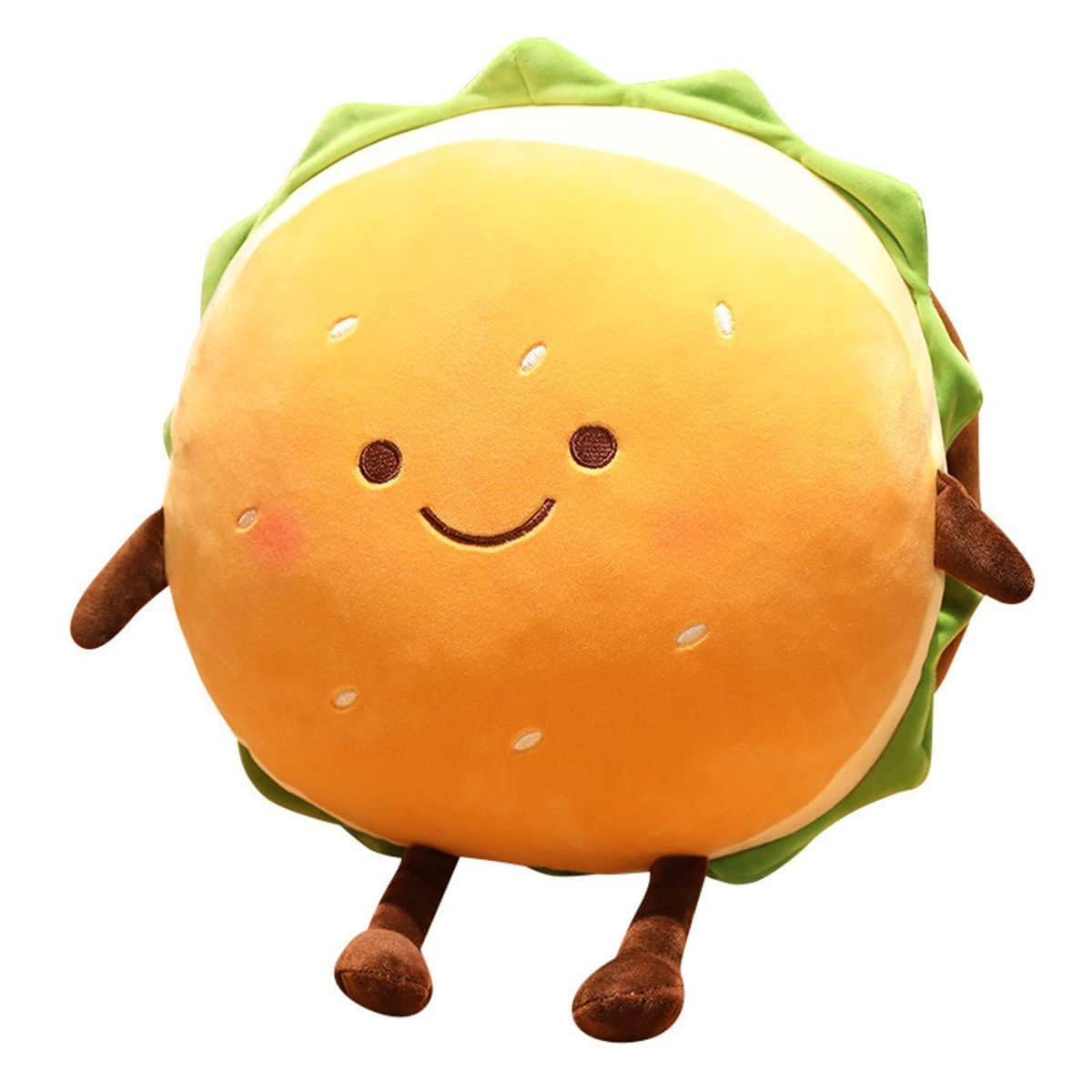 Hamburger Pluche Kussen - Hamburger Knuffelkussen - Voedsel Pluche Kussen - Woondecoratie Kerst Verjaardagscadeau Voor Kinderen 15cm yellow