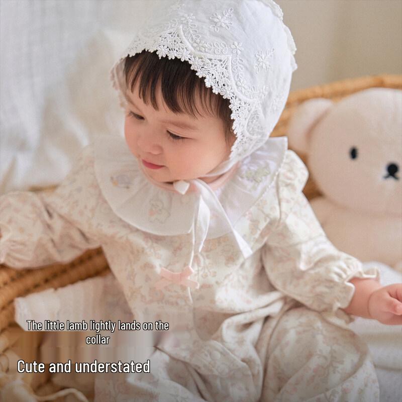 DAVE & BELLA Baby Girl Floral Print Cotton Romper