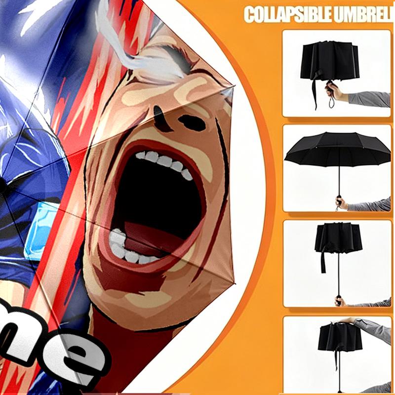 Custom Name Personalized Kylian Mbappe Print Umbrella, Auto Open Close, 8‑Rib Sturdy Frame, Commute Camping Hiking Use, Birthday Gift