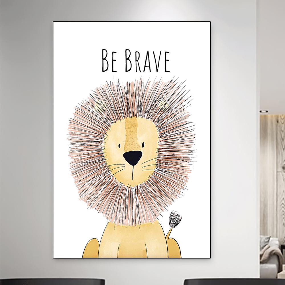 Nordic Cartoon Animal Prints for Kids' Room – Framed Canvas Wall Art