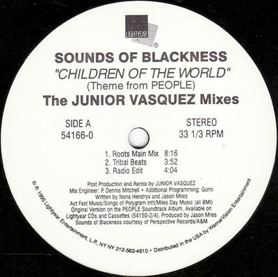 12inch Record SOUNDS OF BLACKNESS - Children Of The World (Theme From P 541660 Lightyear Enter 1995 US Dance & Electronica Used