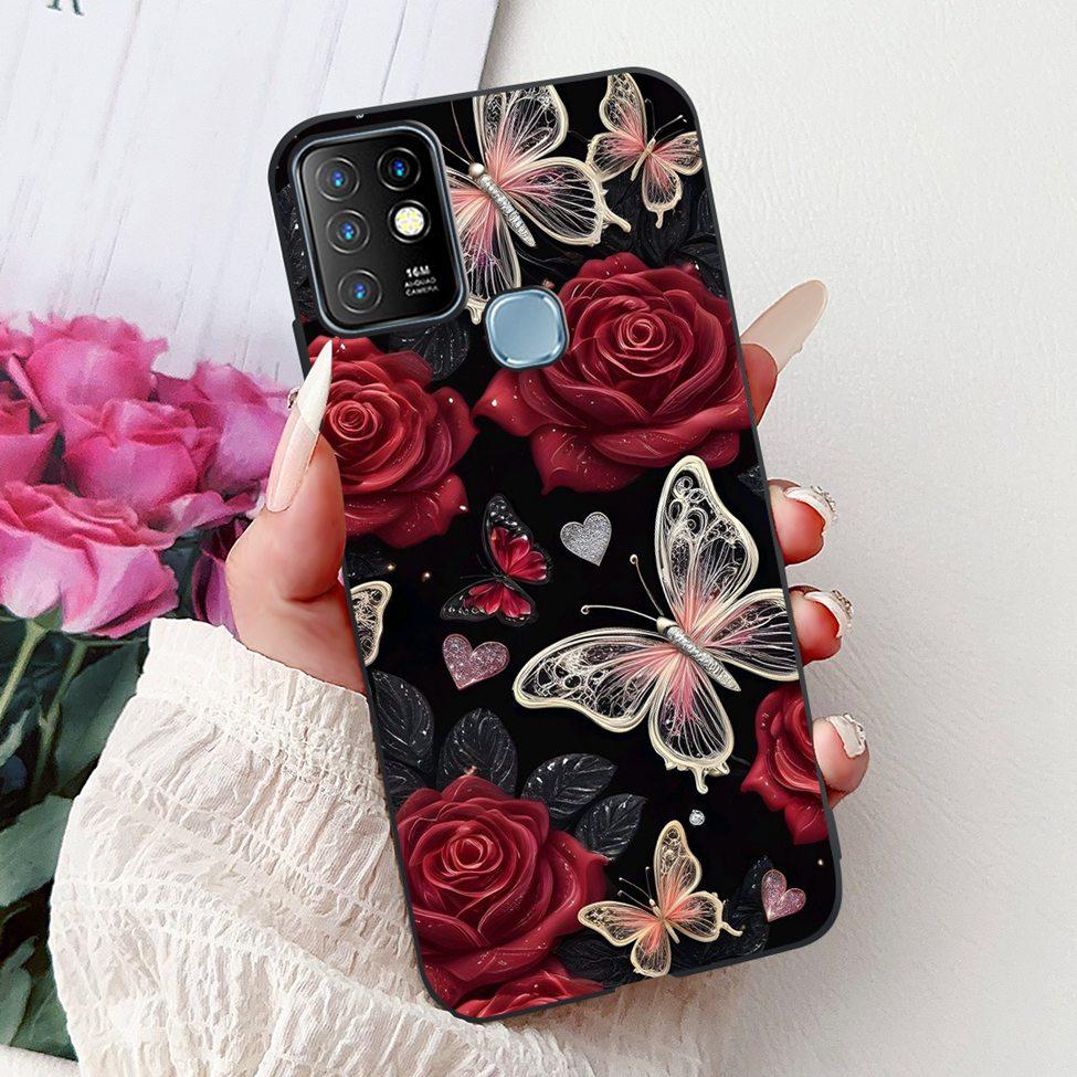 For Infinix Hot 10 Case Silicone Cute Cat Fashion Flowers Luxury Painted Back Cover For Inifnix Hot 10 Phone Case X682B X682C