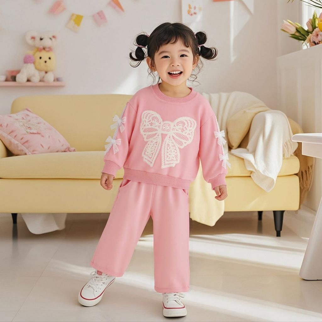 Kids Casual Long-Sleeve Set, Comfortable Daily Wear Outfits
