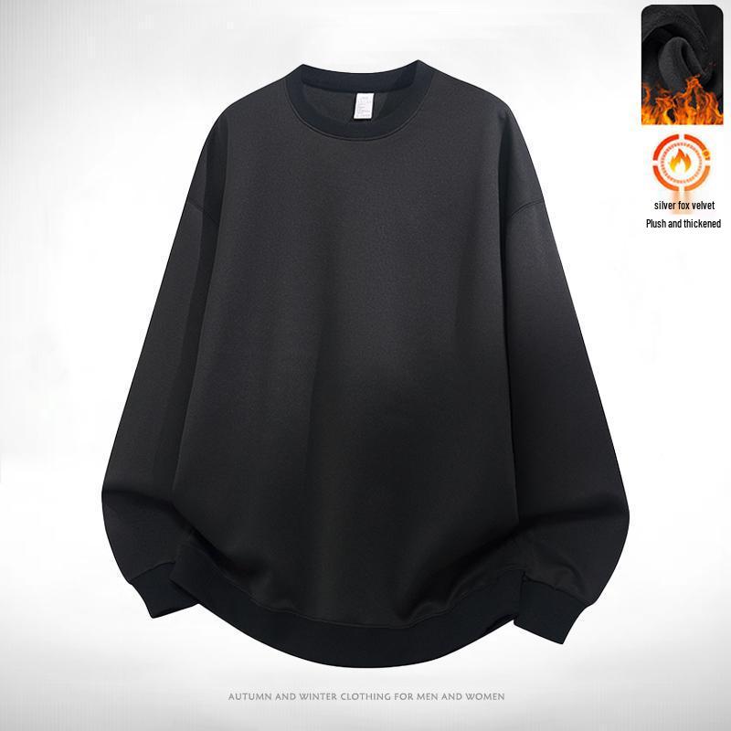 Men's Round Neck Printed Hoodie - Autumn/Winter Loose Fit, Plus Velvet, Long Sleeve, Casual Fashion Layer