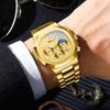 2025 Luxury Watch Men Business Fashion Waterproof Stainless Steel Chronograph Moon Phase Quartz Wristwatch Male Clock