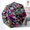 Flowers Florals Themed Folding Umbrella Fashion Auto-Open 8 Iron Ribs Plastic Handle Foldable Sunshade Perfect Christmas Gifts