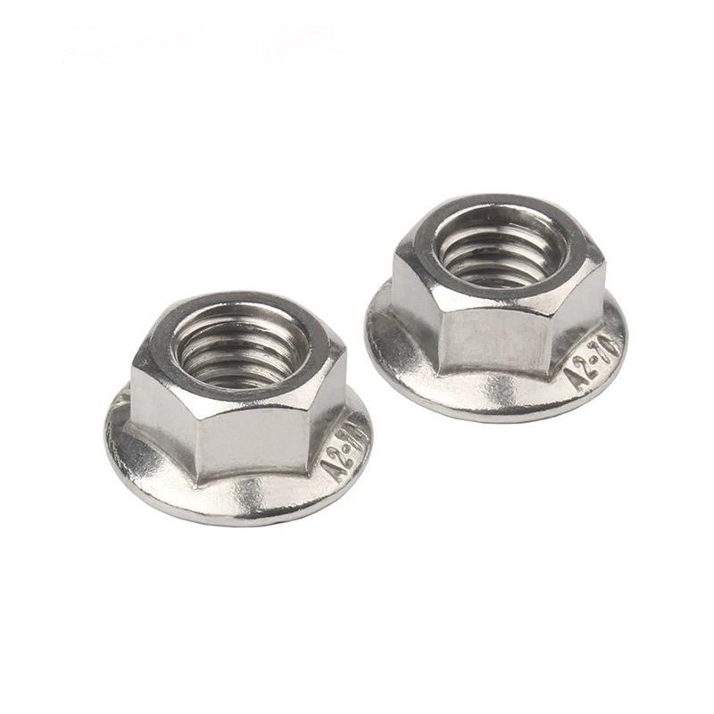 316 Stainless Steel Hex Flange Nut with Teeth, Anti-slip M3-M20