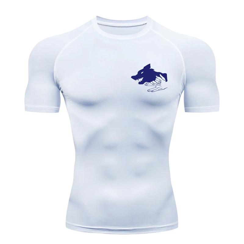 Graphic Print Short Sleeve Compression Shirt for Men Summer Athletic Quick Dry T-shirts Tops Gym Workout Running Training Tees