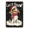 Vintage Christmas Beagle Metal Sign 8x12 Inch Snow Scene Retro Wall Art Holiday Decor