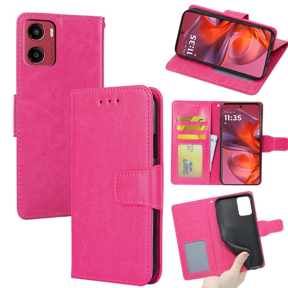 

For Motorola Moto G05 4G Case Wallet PU Leather+TPU Folding Stand Phone Cover Rose