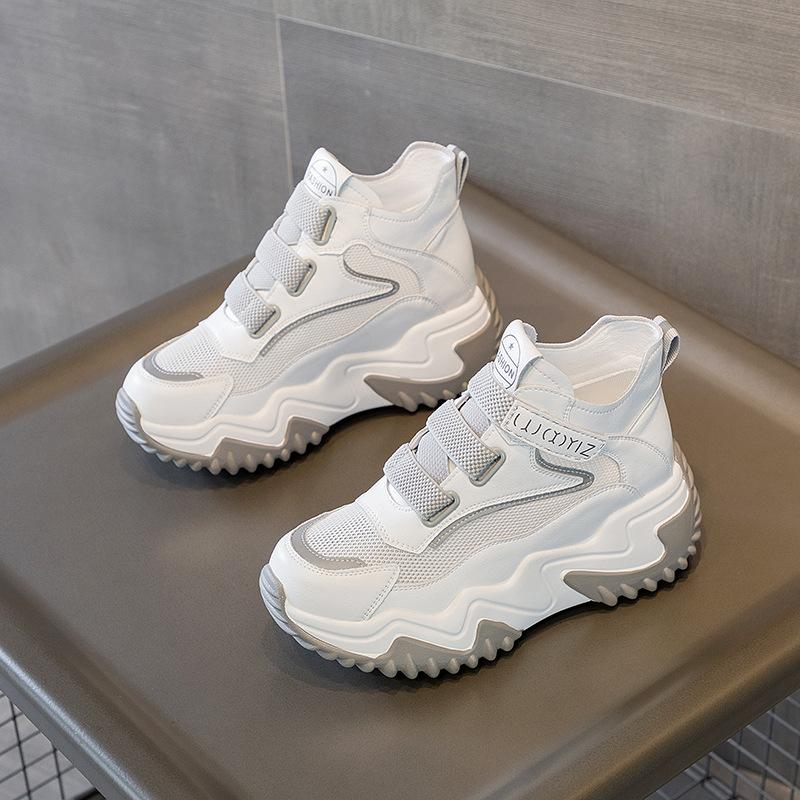 Trend autumn new thick-soled inner height-increasing women's shoes casual sports breathable versatile mesh shoes