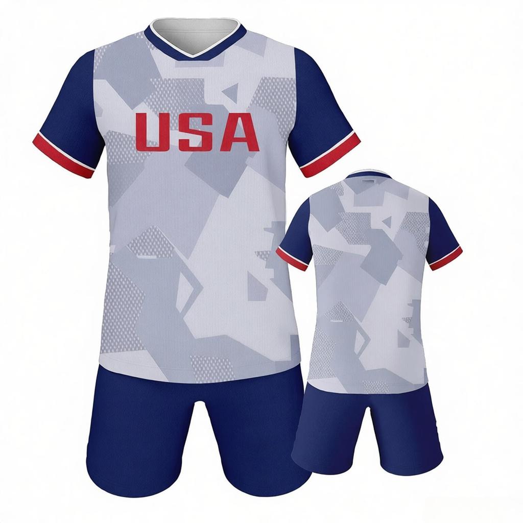 USA Football Set Soccer Jersey Shorts Team Training Uniform Fans