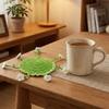 Round Flower Coaster Cotton Yarn Knitted Floral Mat Practical 3D Floral Cup Mat  Coffee Table Decor