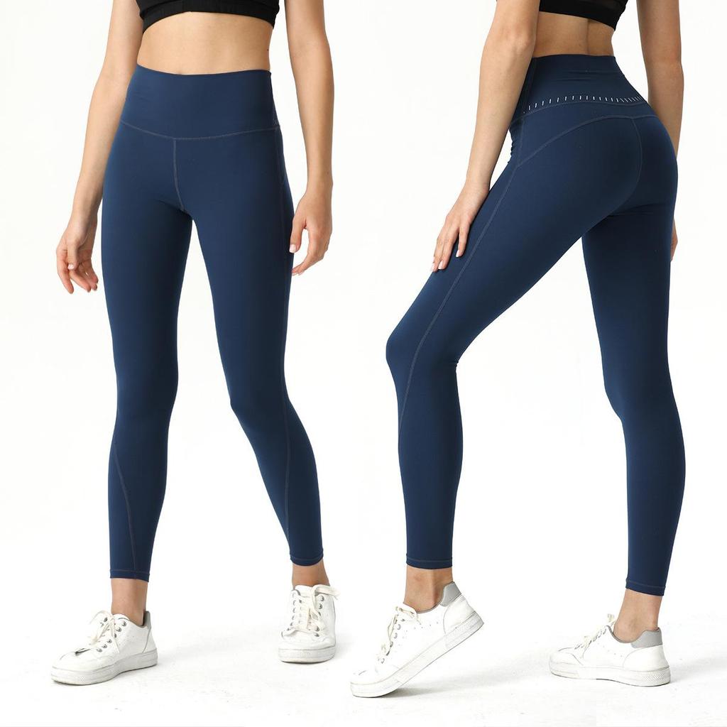 Reflective High-Waist Yoga Leggings: Quick-Dry, Nude-Feel, Solid Color, Hip-Lift Design