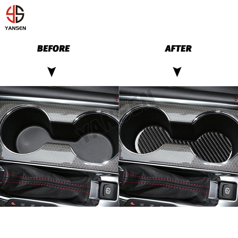 Carbon Fiber Central Cup Holder Pad Panel Cover Trim Modified Sticker for Chevrolet Malibu 2016-2024 Car Accessories