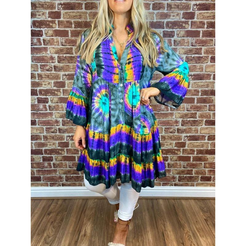 Rochie de damă imprimată de primăvară și toamnă