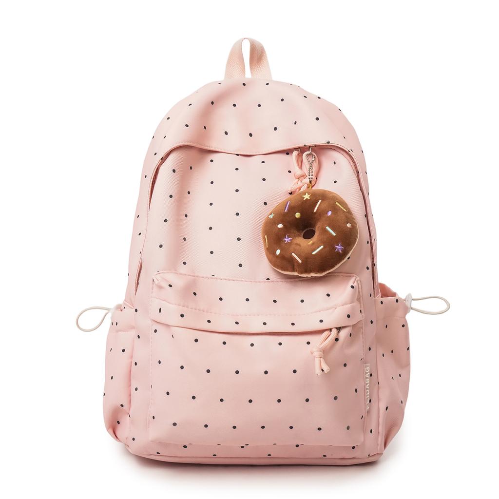 Schoolbag Japanese Ins New Fresh, Sweet and Cute Polka Dot Backpack for Junior High School Students, Lightweight and Versatile Backpack