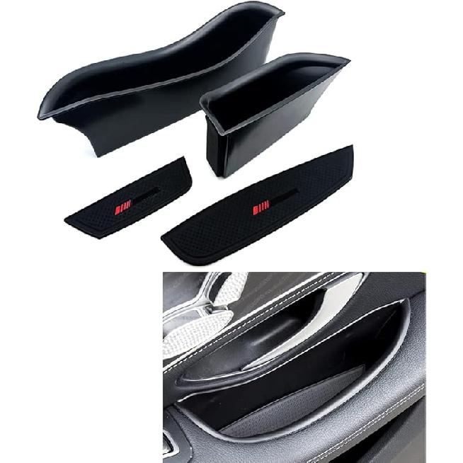 Front Row Door Storage Box Handle Pocket Armrest Phone Container Compatible With Mercedes Benz GLC GLC250 GLC300 GLC350 GLC43 C-Class Sedan C300 C450 Front Row Door Storage Bo