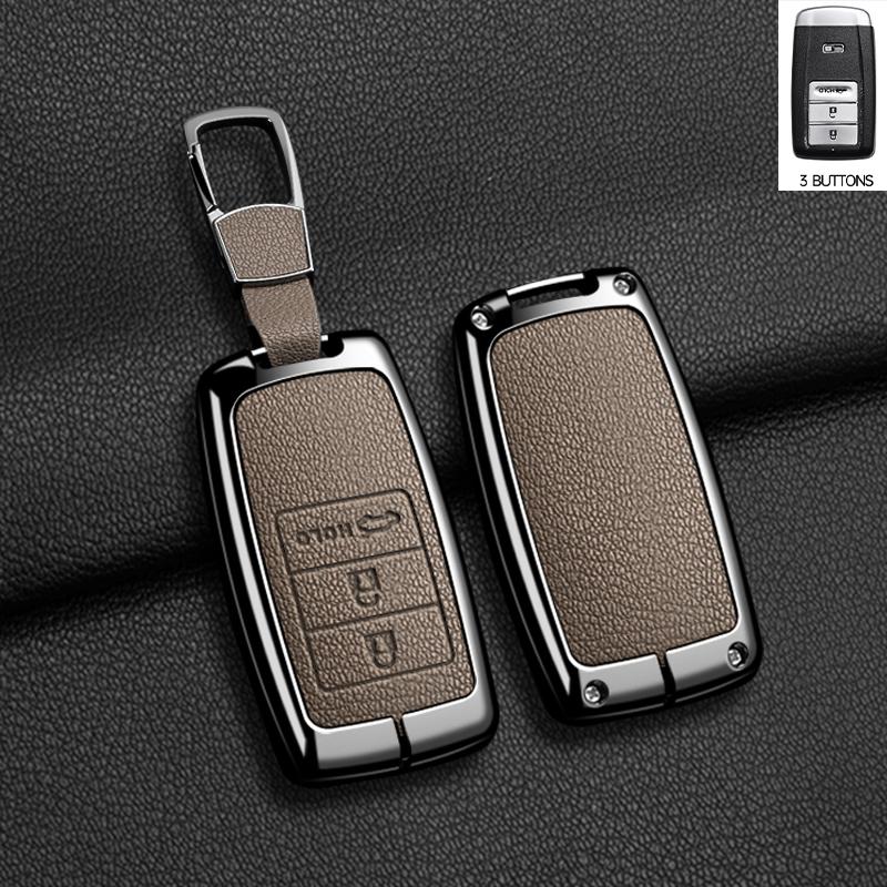 Leather+Metal Car Key Case Cover for Honda Acura RLX MDX CDX TLX-L NSX RDX Shell Fob Holder Auto Shell Fob Protector Accessories