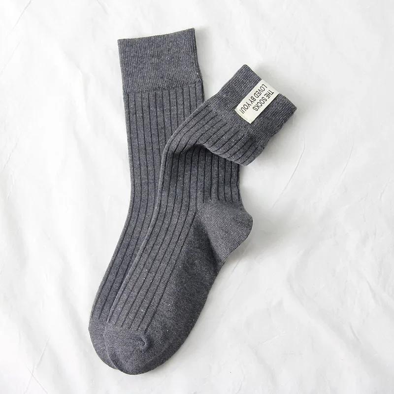 Cotton Knitting Women Socks Fashion Harajuku Retro Lady Girls Loose Long Socks Spring Autumn Solid Color Casual Soft High Socks